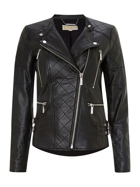 michael kors leather bike jacket|Michael Kors bomber jacket women's.